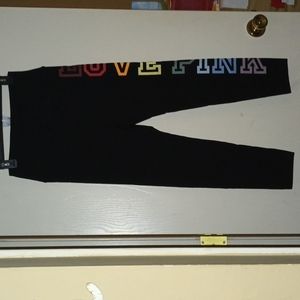 VS Pink multi colored and black leggings